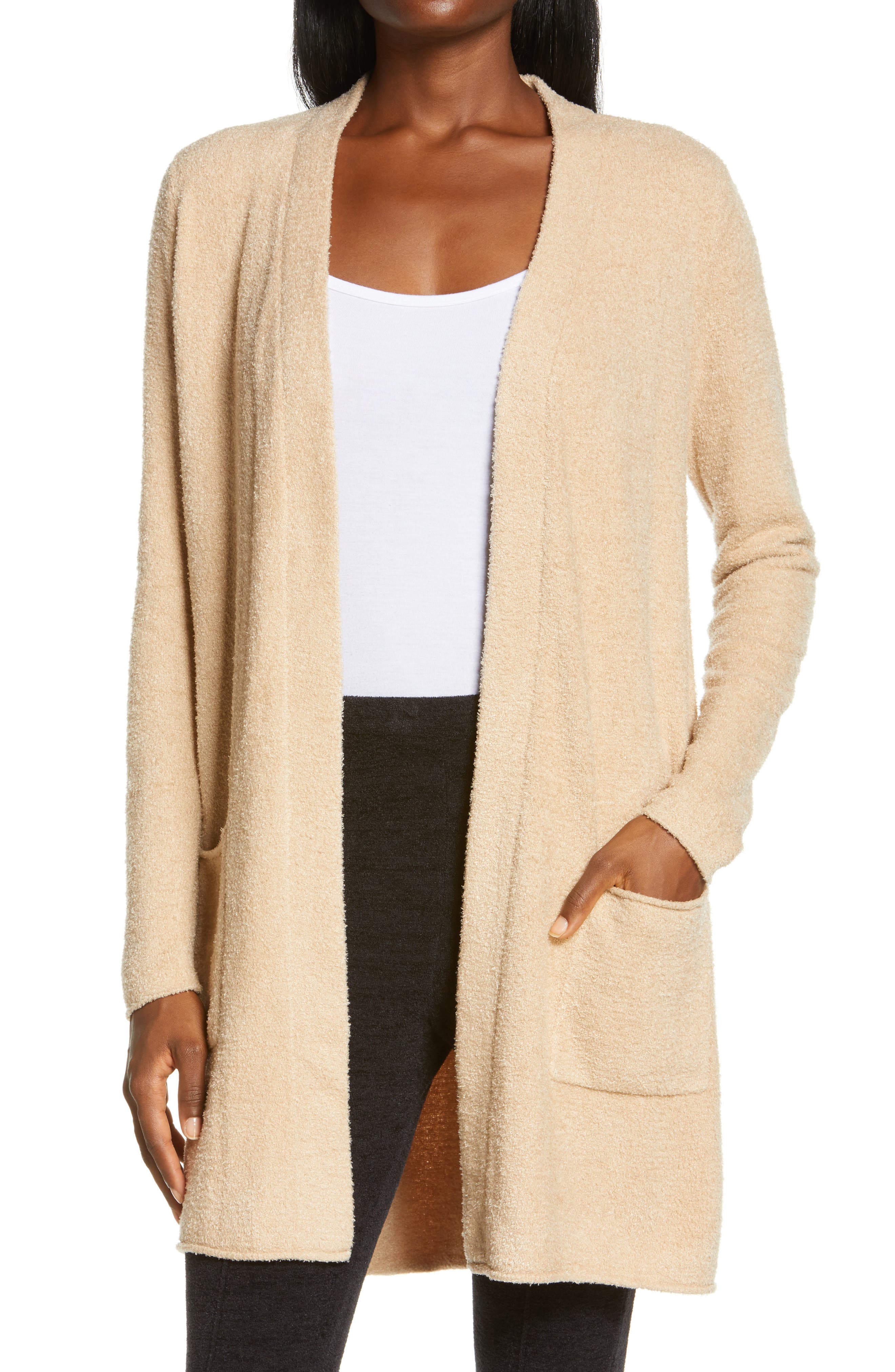 long brown knitted cardigan