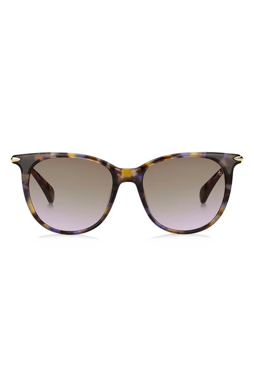 rag & bone 53mm Gradient Cat Eye Sunglasses in Brown/Violet Havana/Violet at Nordstrom