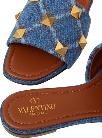 Valentino+Garavani+Women%27s+Roman+Stud+Slide+Sandal+Beige+EU+40+US+10 for  sale online