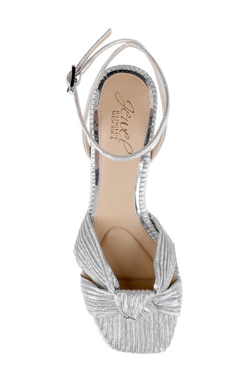 Jewel Badgley Mischka Silfab Womens Bow Manmade Ankle Strap In Silver/fabric