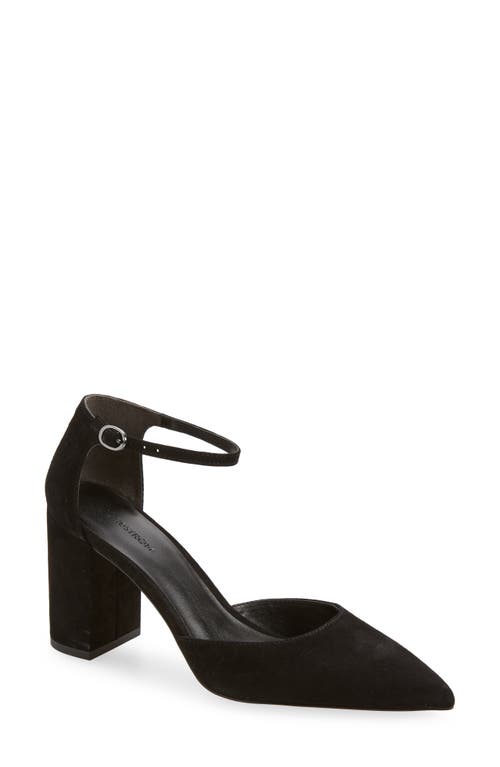 Paola Ankle Strap Pointed Toe Pump in Black