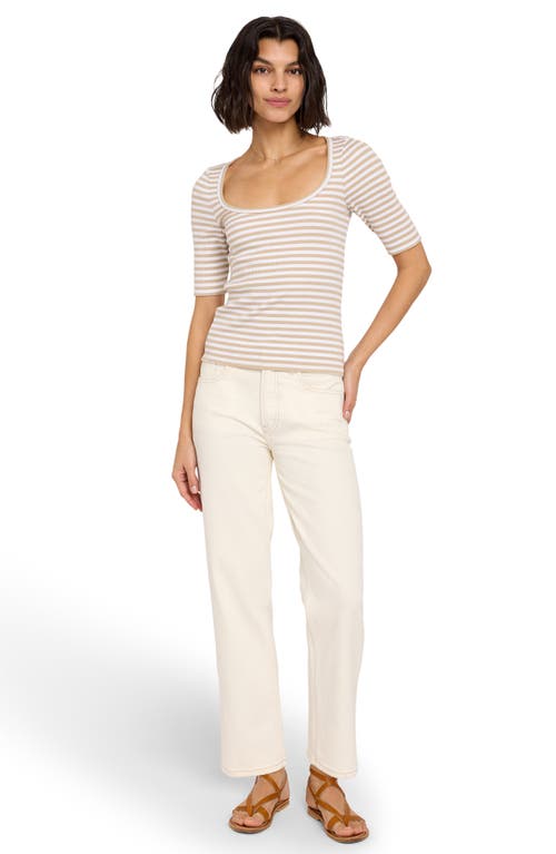 Faherty Freestyle Rib Knit T-shirt In Neutral Desi Stripe