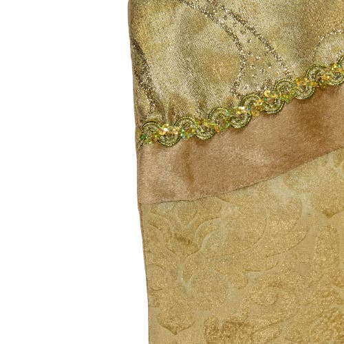 Northlight 20.5" Gold Etched Velvet Christmas Stocking With Glitter Print And Metallic Trim In Gold