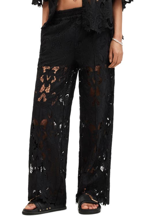 AllSaints Charli Embroidered Wide Leg Pants Black at Nordstrom, Us