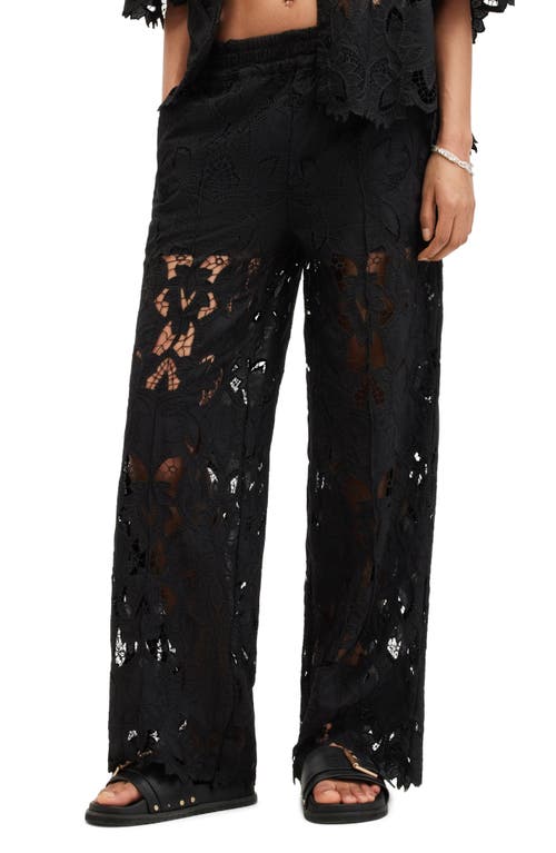 Allsaints Charli Embroidered Straight Fit Pants In Black