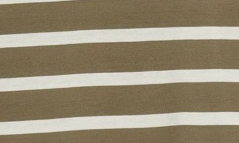 Shop Sunspel Stripe Cotton Crewneck T-shirt In Khaki/ Ecru Breton Stripe