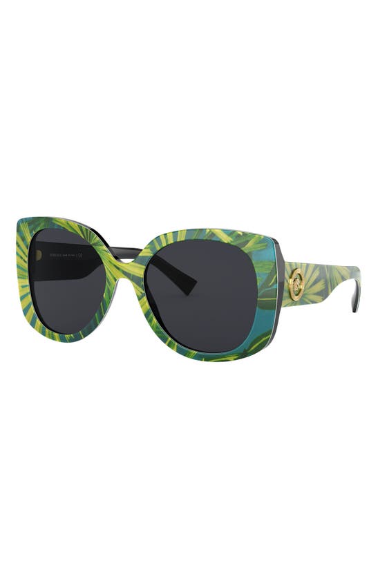 Shop Versace 56mm Butterfly Sunglasses In Green/ Blue/ Grey