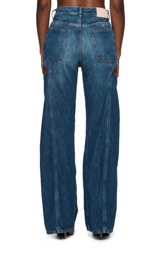 Shop Purple Brand Cutout Wide Leg Jeans In Mid Indigo