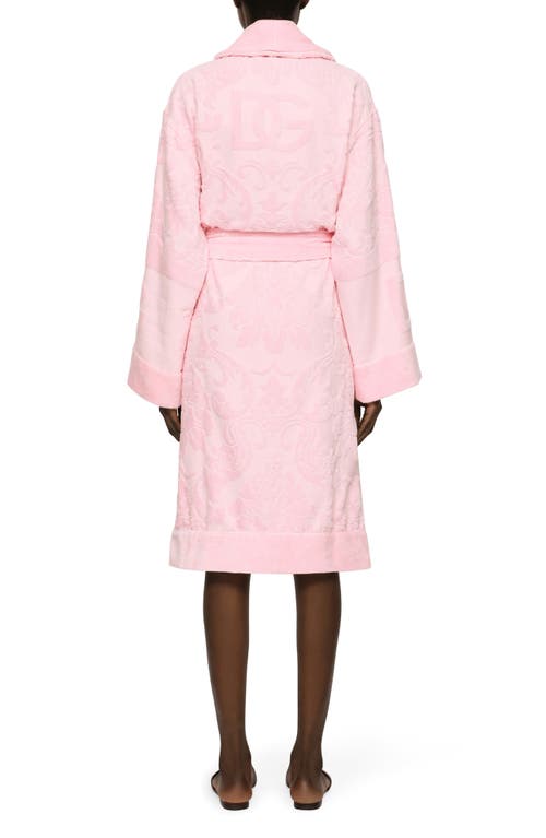 Dolce & Gabbana Dolce&gabbana Logo Jacquard Cotton Terry Robe In Pink