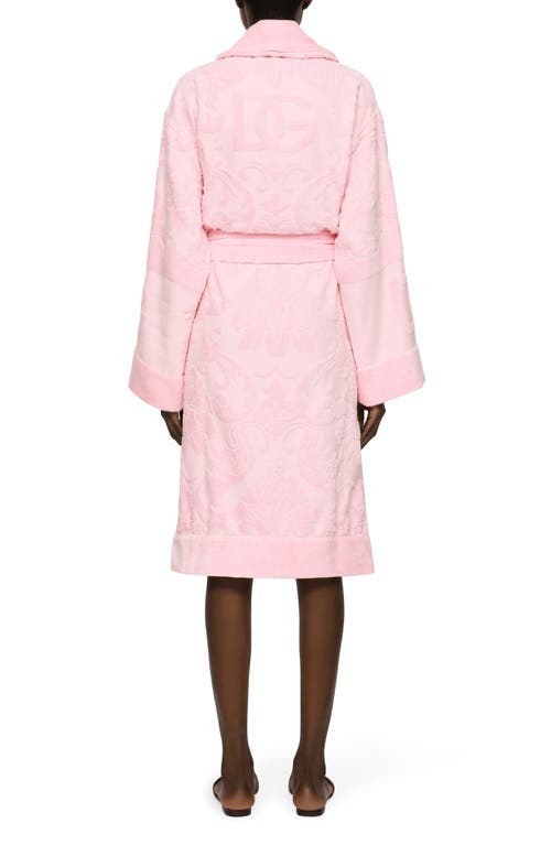 Shop Dolce & Gabbana Dolce&gabbana Logo Jacquard Cotton Terry Robe In Pink