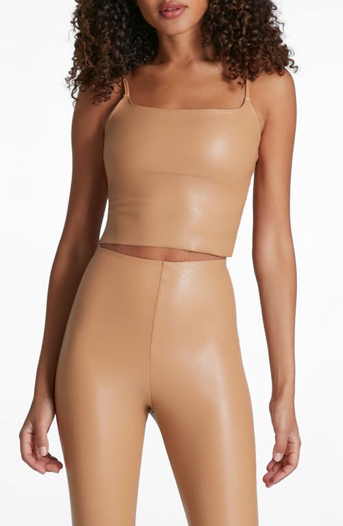 Commando Faux Leather Cami Crop Top In Camel In Brown