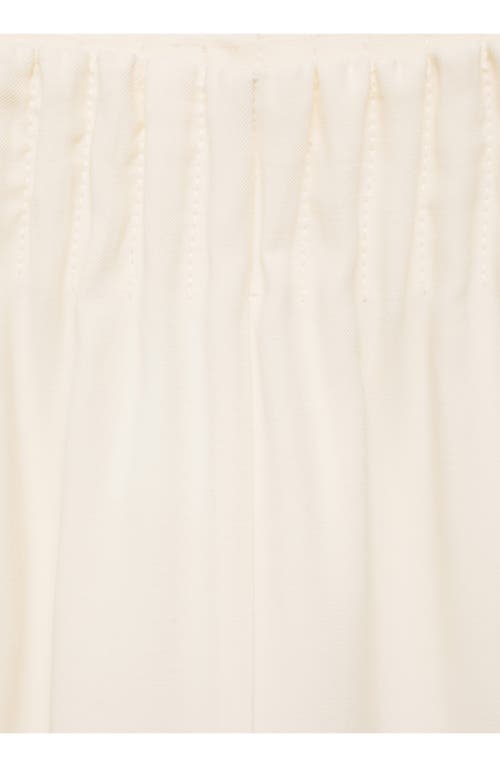 Mango Pleated Pull-on Wide Leg Pants In Ecru