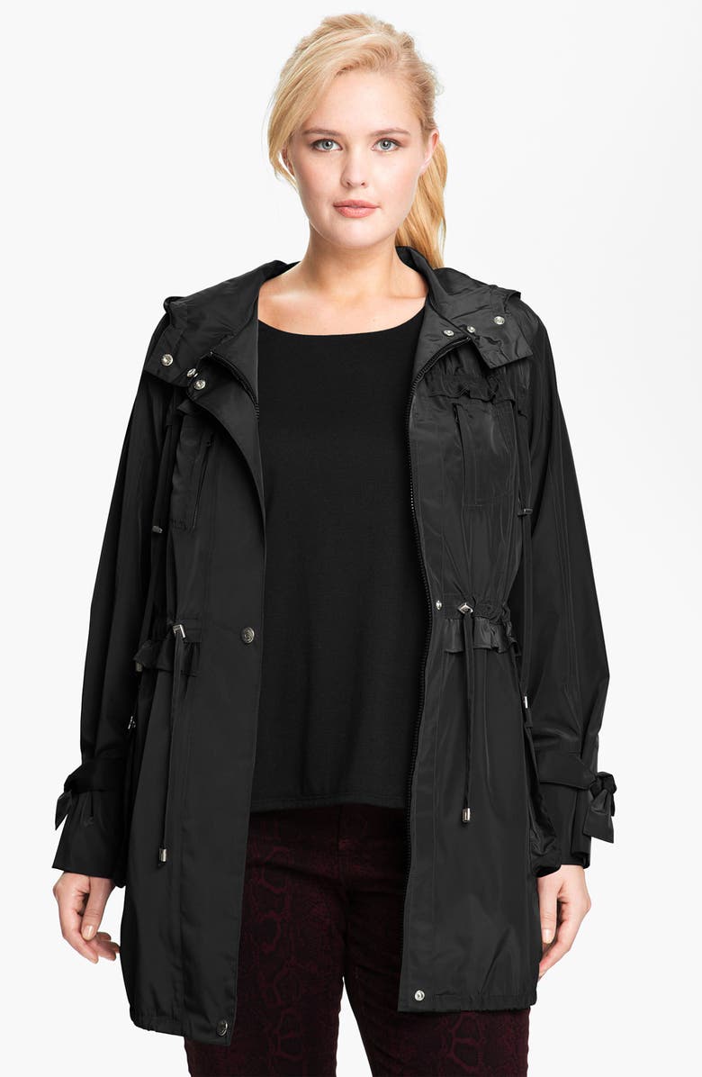 BETSEY JOHNSON Ruffle Trim Anorak, Main, color, Black