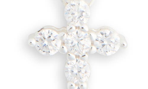 Argento Vivo Sterling Silver Cubic Zirconia Cross Pendant Necklace In Silver