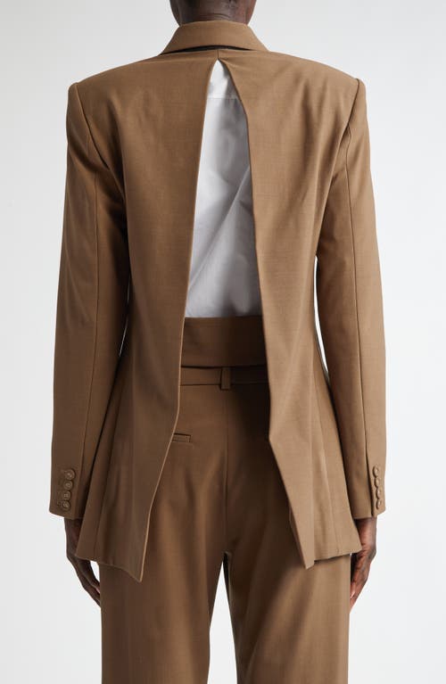 Shop Brandon Maxwell The Riley Split Back Double Breasted Blazer In Desert Palm