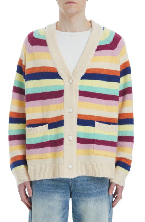 FOUND Stripe Cardigan Cream Multi at Nordstrom,