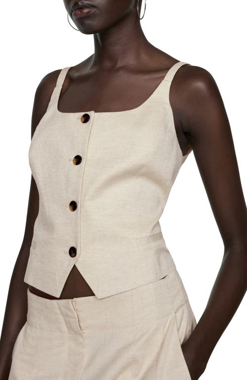 Mango Buttons Cotton Top Ecru In Light Beige