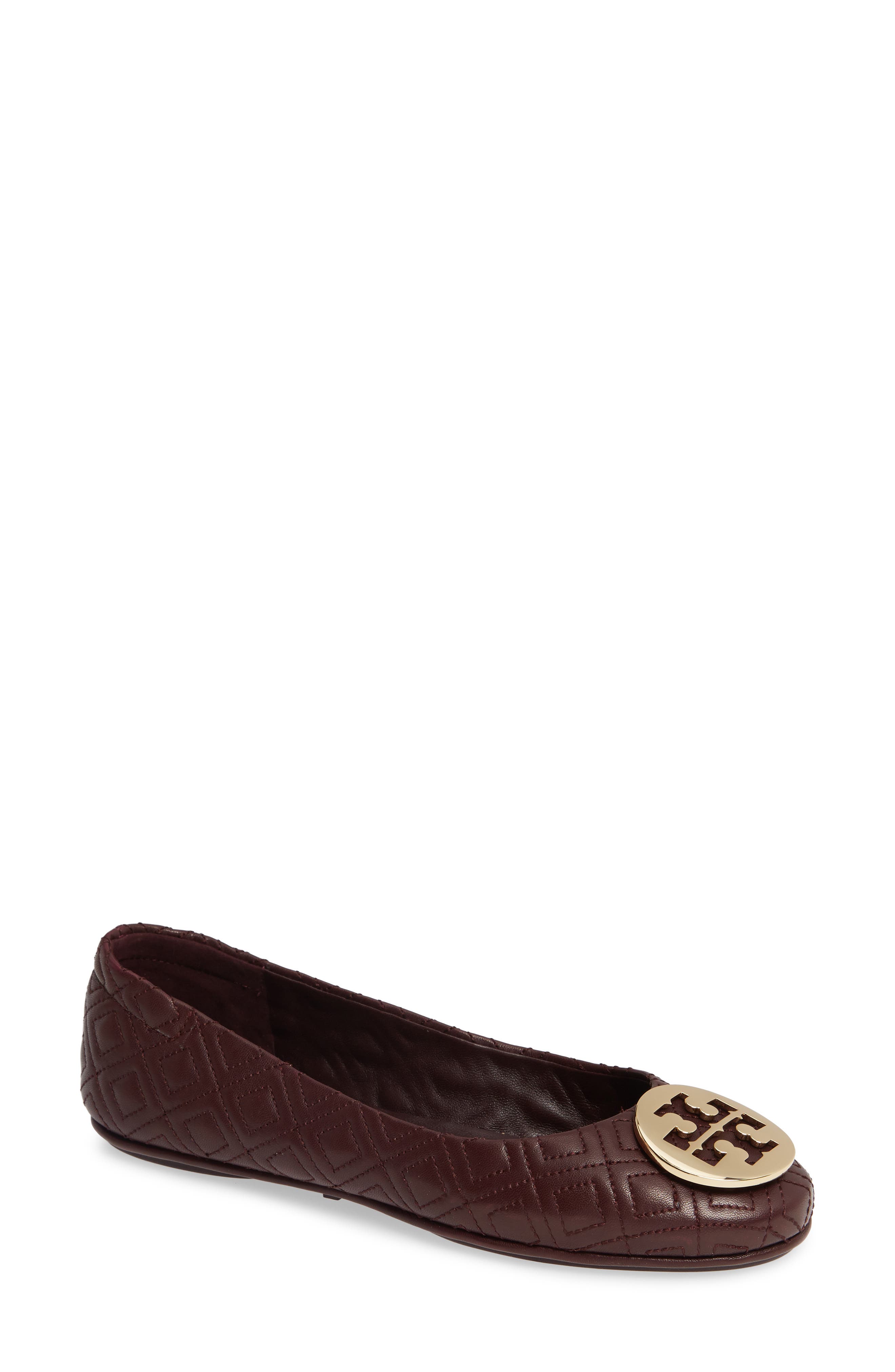 Tory Burch Quilted Minnie Flat, Burgundy
