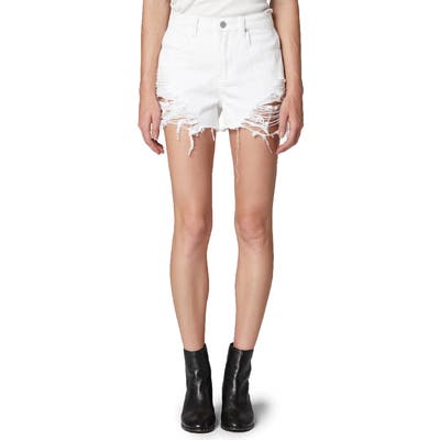 Blanknyc The Barrow Ripped High Waist Denim Shorts, White