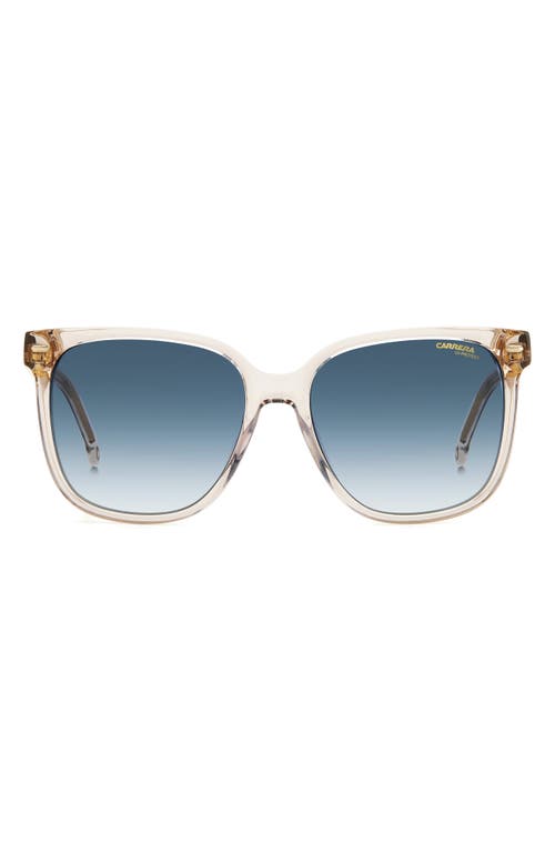 55mm Rectangular Sunglasses in Beige/Blue Shaded