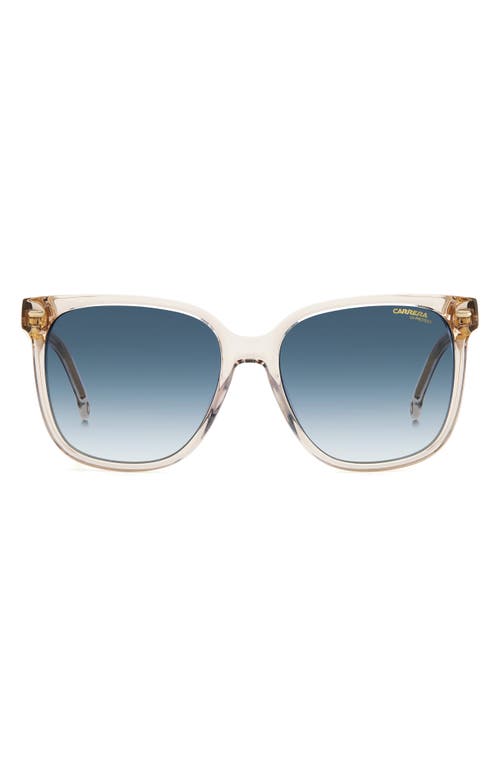 Carrera Eyewear 55mm Rectangular Sunglasses in Beige/Blue Shaded at Nordstrom