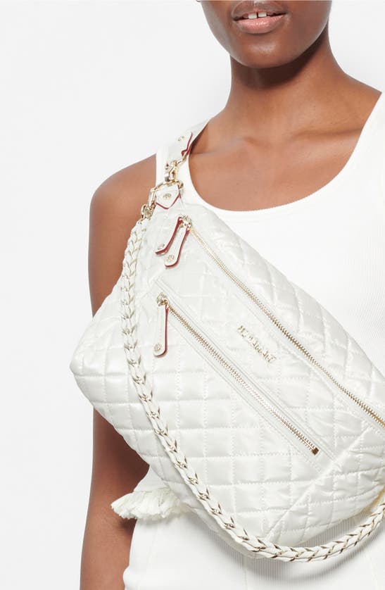 Shop Mz Wallace Crosby Convertible Sling Bag In Pearl Metallic