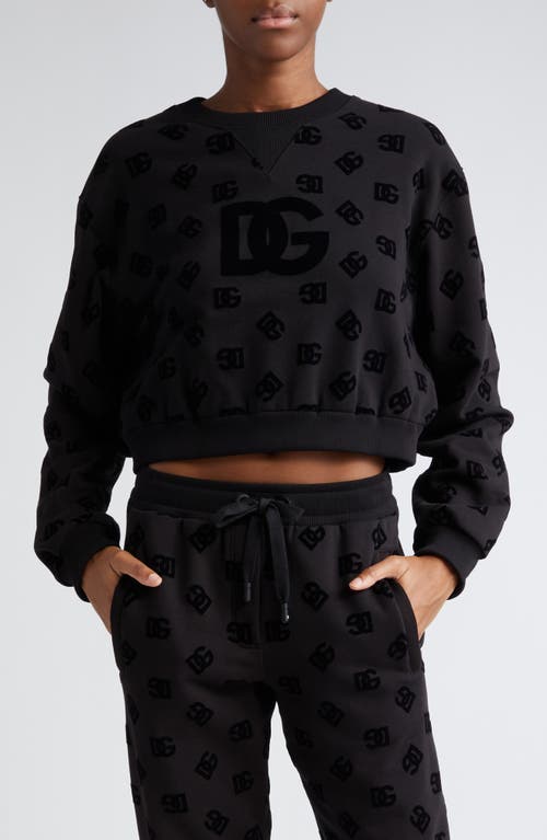 Dolce & Gabbana Flocked Logo Crop Sweatshirt in Variante Abbinata at Nordstrom, Size 2 Us