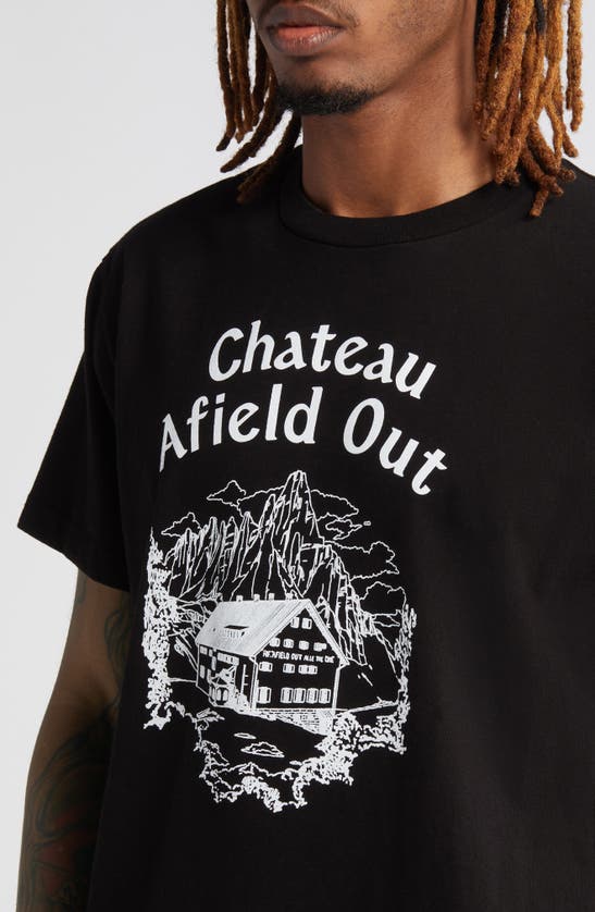Shop Afield Out Chateau Cotton Graphic T-shirt In Black