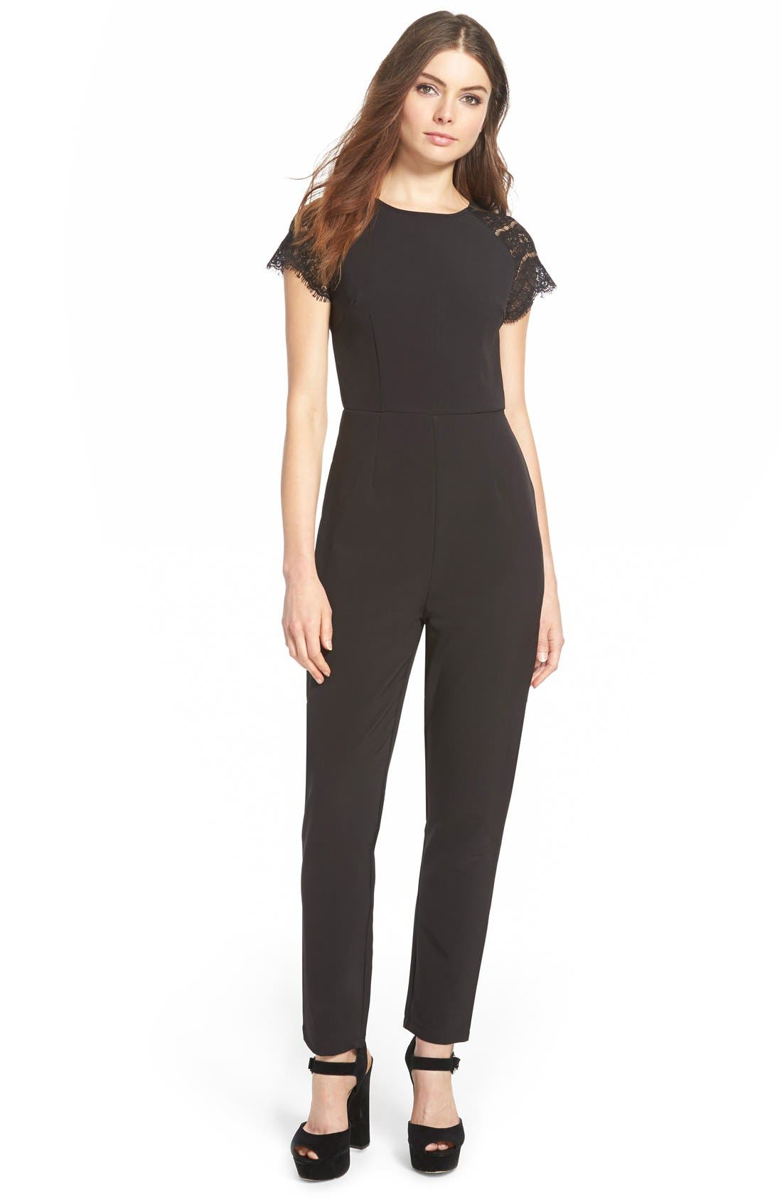 Missguided Lace Sleeve Jumpsuit Nordstrom