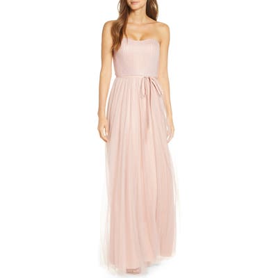 Marchesa Notte Strapless Tulle Bridesmaid Gown, Pink