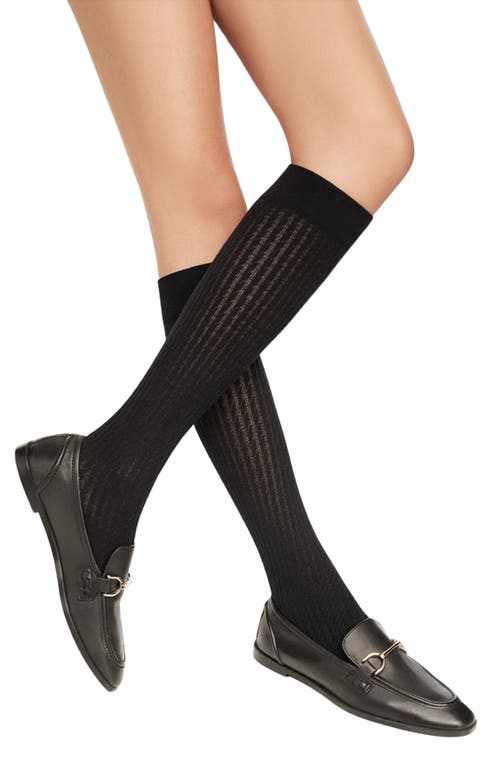 LECHERY® Ribbed Knee High Socks in Black
