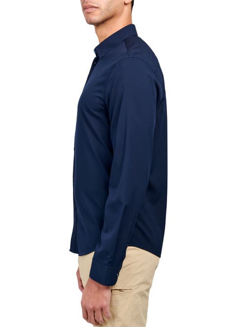 Brooklyn Brigade Men's Dante Non-iron Performance Stretch Moisture-wicking Solid Button-down Shirt In Navy