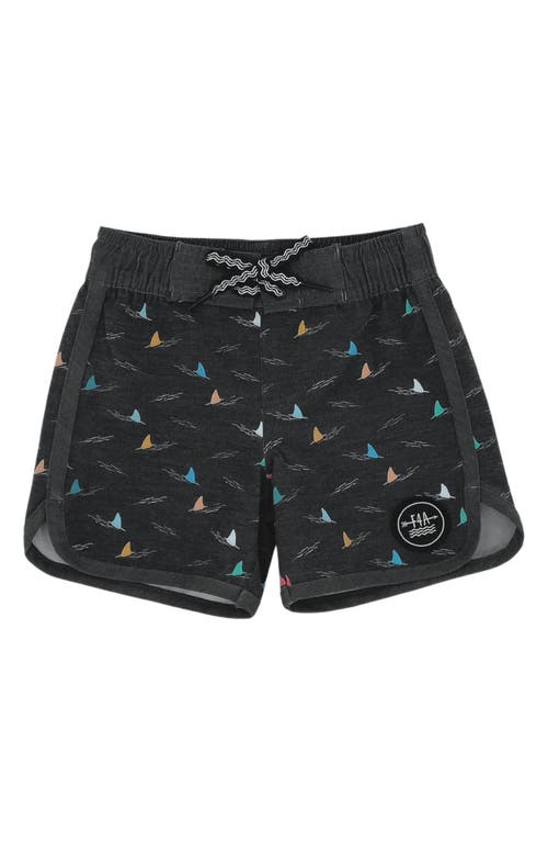 Feather 4 Arrow Shark Fin Swim Trunks Black at Nordstrom,