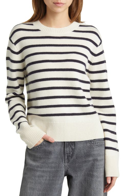 FRAME Stripe Cashmere Crewneck Sweater in Navy Multi at Nordstrom, Size X-Large