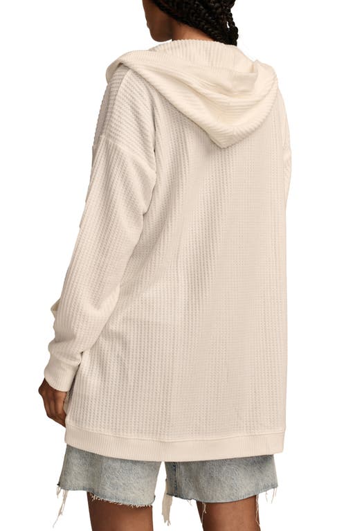 Shop Lucky Brand Waffle Knit Shawl Hoodie In Whisper White
