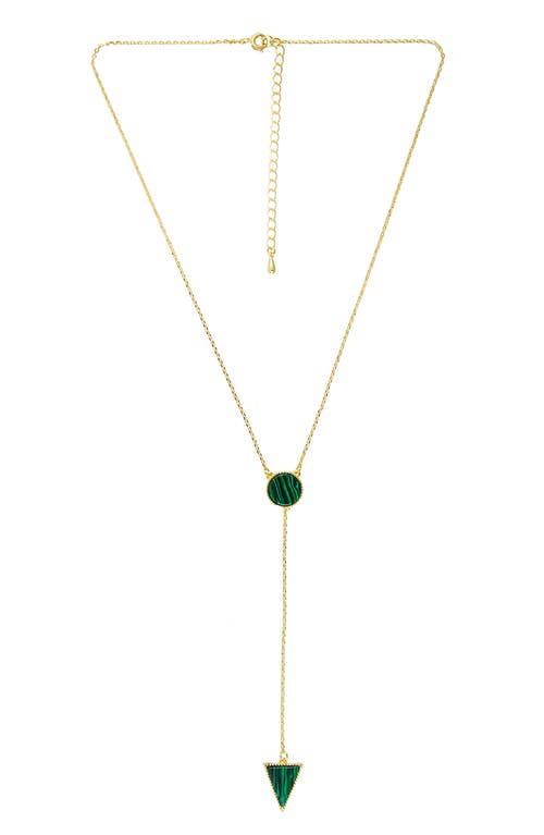 Shop Jardin Malachite Disc Lariat Necklace In Green/gold