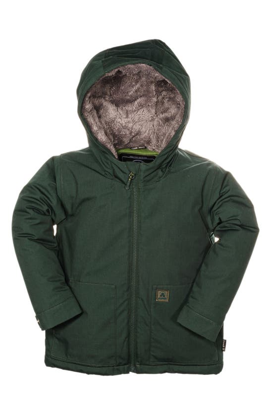 Kamik Kids' Koa Faux Fur Lined Hooded Jacket In Forest