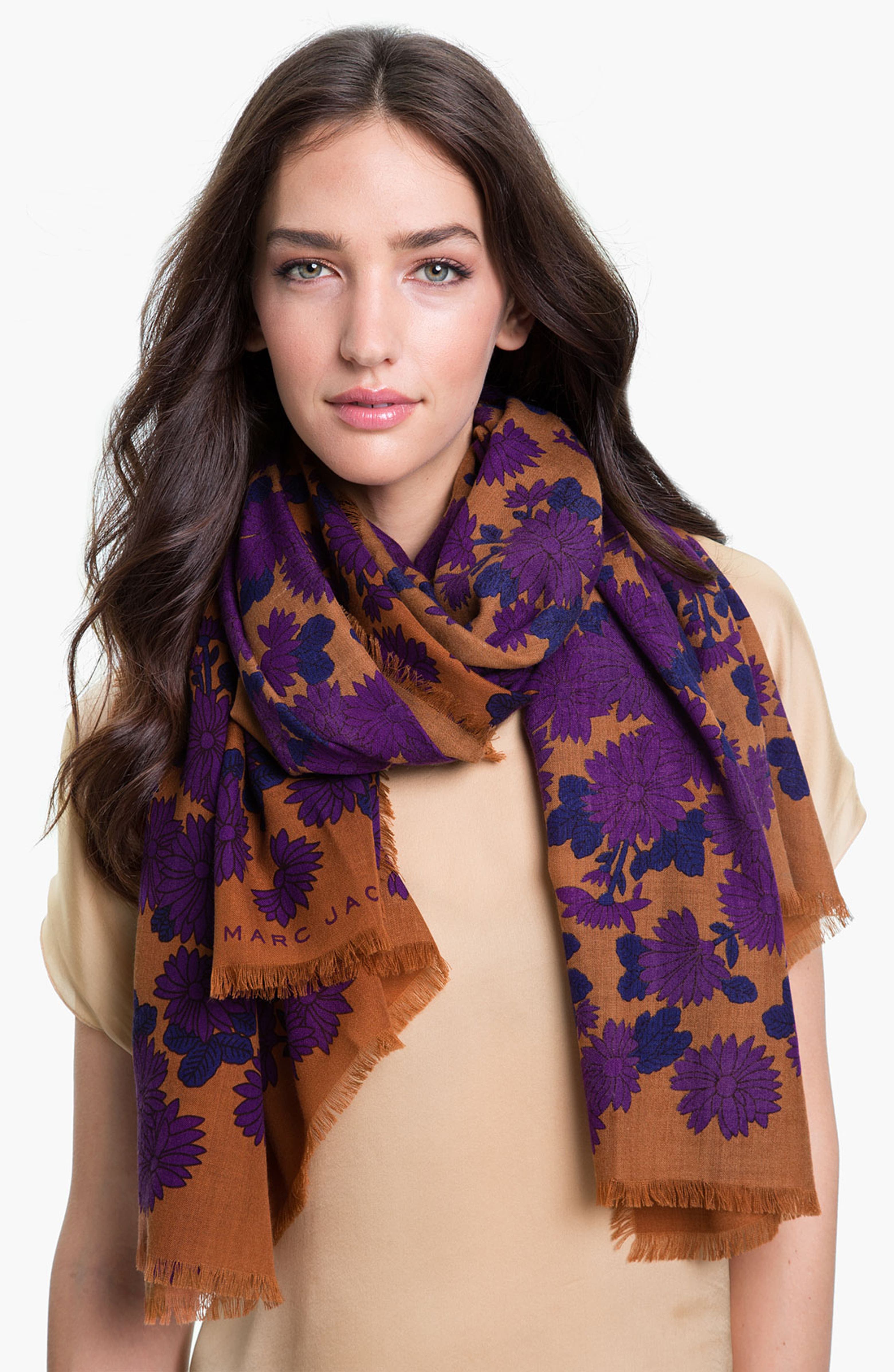 MARC BY MARC JACOBS 'Onyx Floral' Wool Scarf | Nordstrom