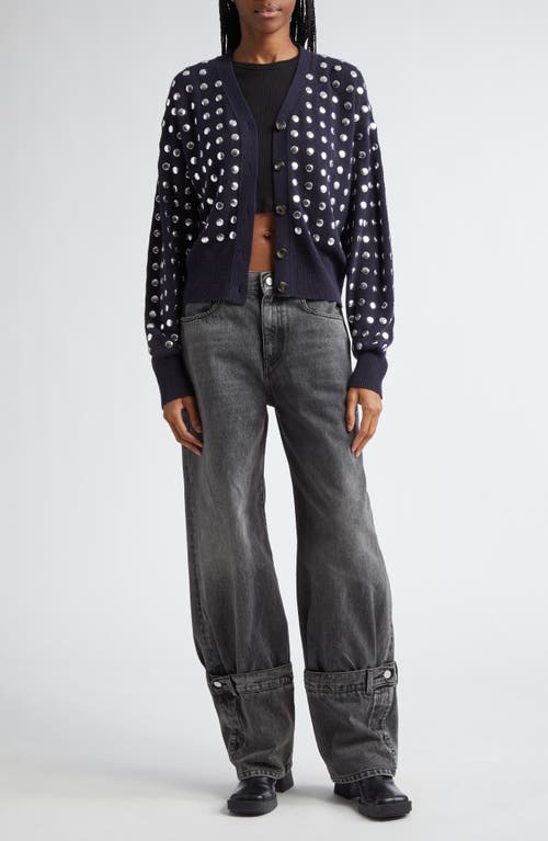 Shop Haikure Chelsea Studded Merino Wool Cardigan In Navy