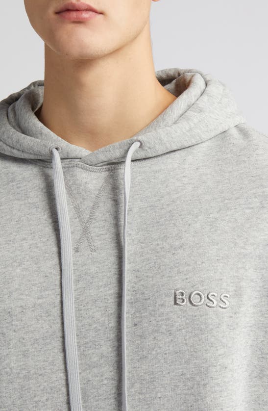 Shop Hugo Boss Cozy Lounge Hoodie In Medium Grey