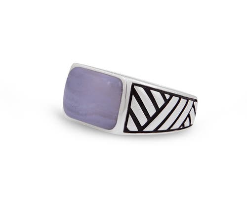 Luvmyjewelry Blue Lace Agate Sterling Silver Men Signet Ring In Blue