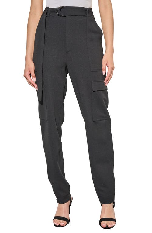 Shop Ming Wang Deco Crepe Cargo Pants In Black