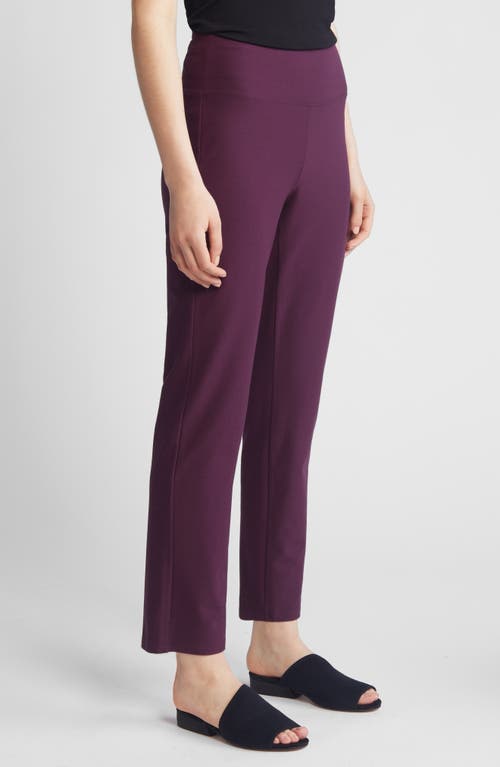 Shop Eileen Fisher High Waist Ankle Slim Pants In Blackberry