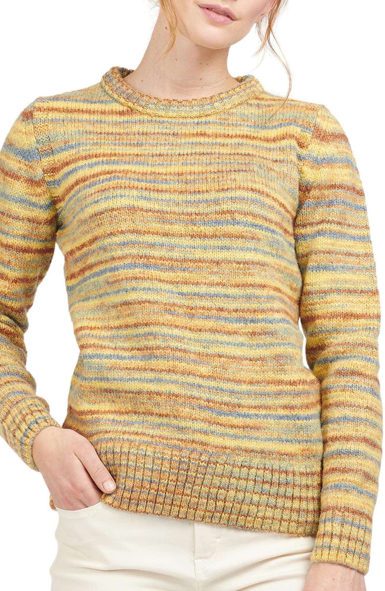 Barbour Burford Stripe Wool Blend Sweater in Yellow Multi at Nordstrom