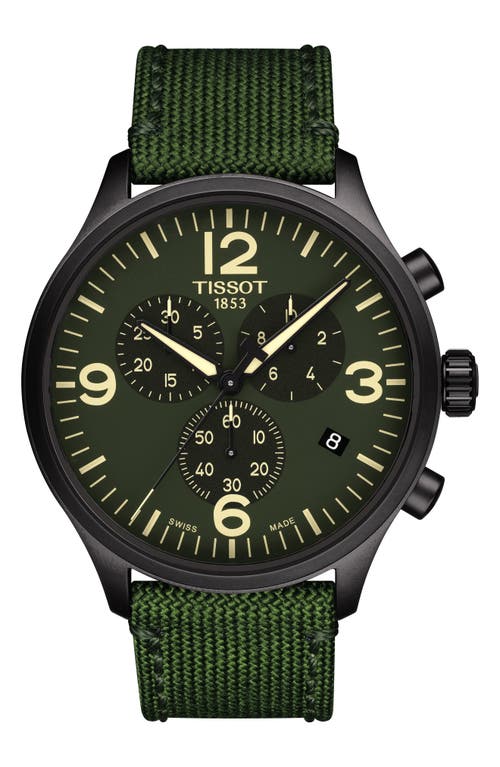 Tissot T-Sport XL Chonograph Nylon Strap Watch, 45mm in Green/Black at Nordstrom