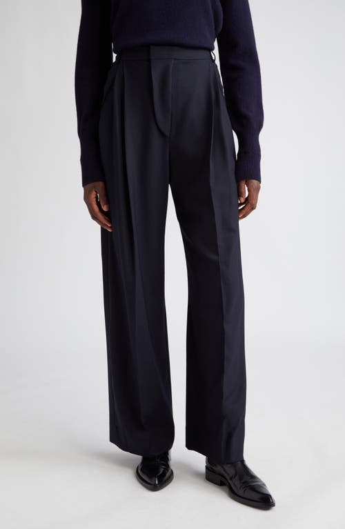 Victoria Beckham Pleated Wide Leg Trousers in Midnight at Nordstrom, Size 4 Us