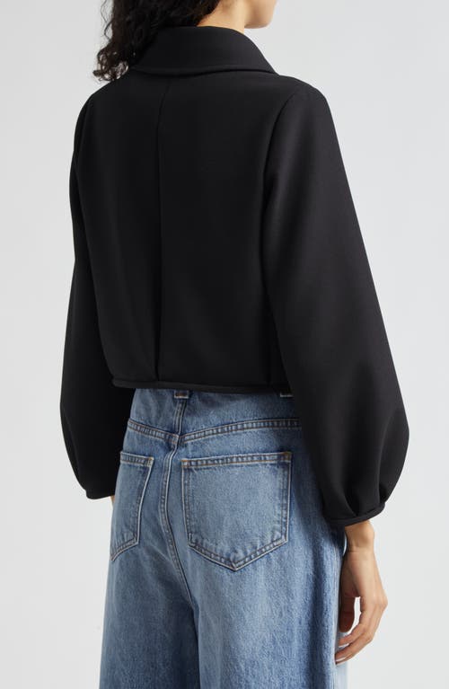 Emporio Armani Balloon Sleeve Knit Jacket In Solid Black