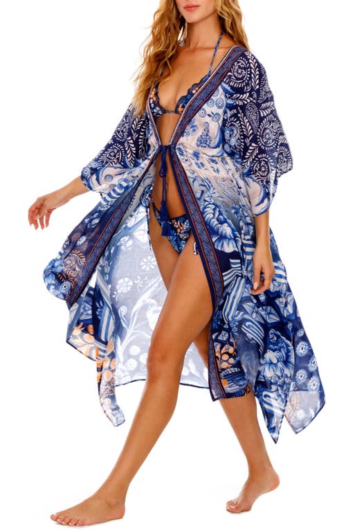 Agua Bendita Sam Azure Cover-up Tunic In Blue Multi