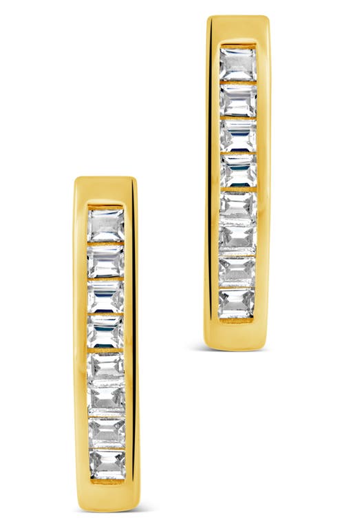 Sterling Forever Cz Pavé Geometric Hoop Earrings In Gold