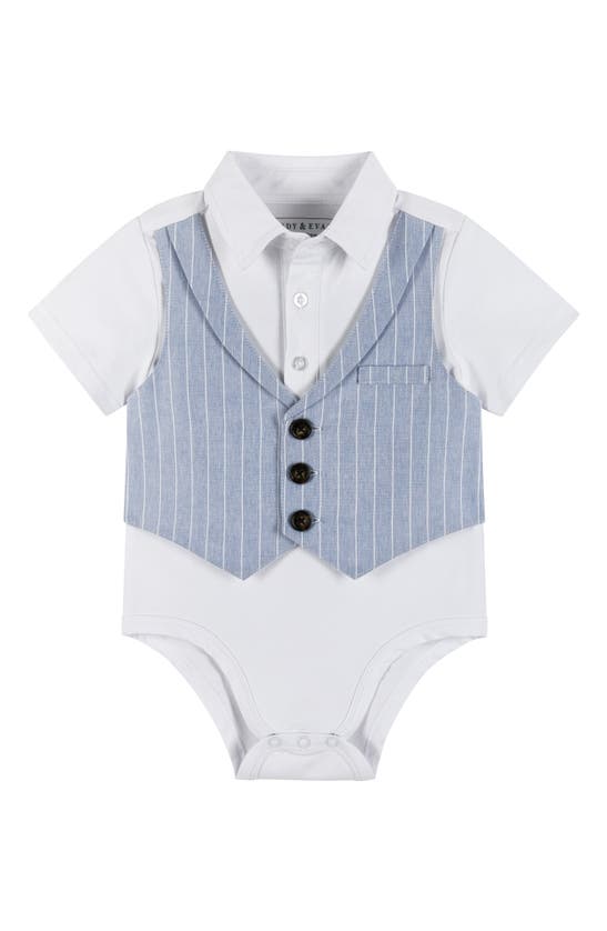 Shop Andy & Evan Stripe Short Sleeve Button-up Chambray Bodysuit, Shorts & Bow Tie Set